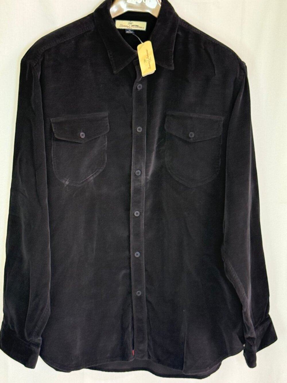 NWT Tommy Bahama Men's Button Up Fine Corduroy Long Sleeve Shirt - Black - XL